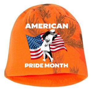 Patriotic American Pride Month Classic Wwii Soldier Kissing Nurse Kati - Camo Knit Beanie