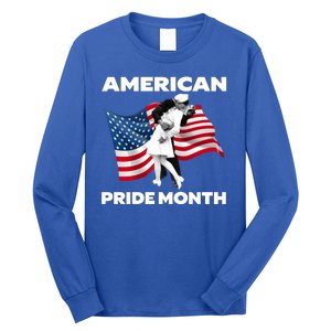 Patriotic American Pride Month Classic Wwii Soldier Kissing Nurse Long Sleeve Shirt