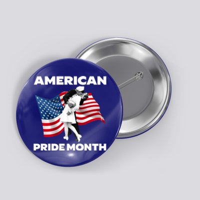 Patriotic American Pride Month Classic Wwii Soldier Kissing Nurse Button