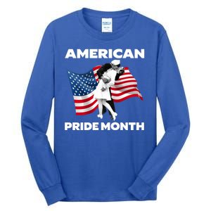 Patriotic American Pride Month Classic Wwii Soldier Kissing Nurse Tall Long Sleeve T-Shirt