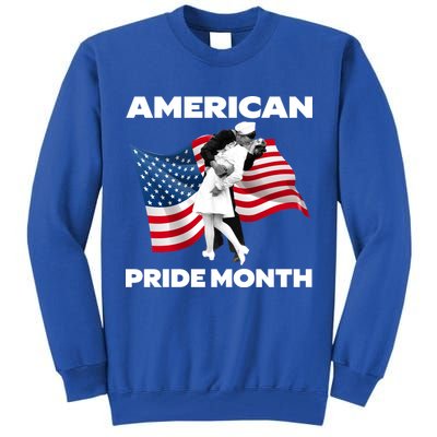 Patriotic American Pride Month Classic Wwii Soldier Kissing Nurse Tall Sweatshirt