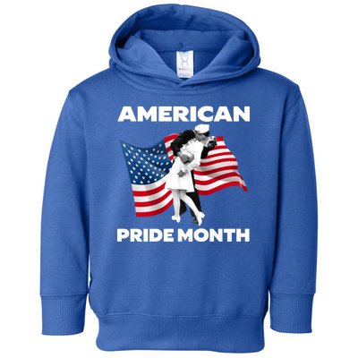 Patriotic American Pride Month Classic Wwii Soldier Kissing Nurse Toddler Hoodie