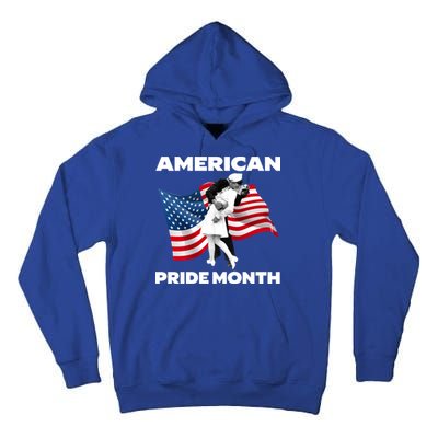 Patriotic American Pride Month Classic Wwii Soldier Kissing Nurse Tall Hoodie