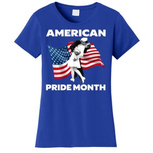 Patriotic American Pride Month Classic Wwii Soldier Kissing Nurse Women's T-Shirt