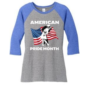 Patriotic American Pride Month Classic Wwii Soldier Kissing Nurse Women's Tri-Blend 3/4-Sleeve Raglan Shirt