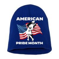 Patriotic American Pride Month Classic Wwii Soldier Kissing Nurse Short Acrylic Beanie