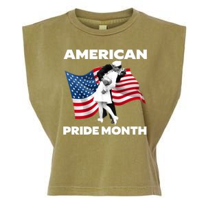 Patriotic American Pride Month Classic Wwii Soldier Kissing Nurse Garment-Dyed Women's Muscle Tee