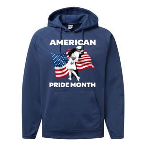 Patriotic American Pride Month Classic Wwii Soldier Kissing Nurse Performance Fleece Hoodie