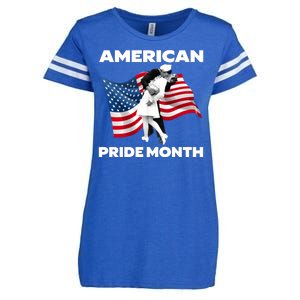 Patriotic American Pride Month Classic Wwii Soldier Kissing Nurse Enza Ladies Jersey Football T-Shirt