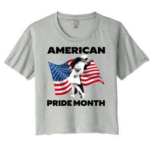 Patriotic American Pride Month Classic Wwii Soldier Kissing Nurse Women's Crop Top Tee