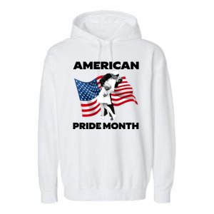 Patriotic American Pride Month Classic Wwii Soldier Kissing Nurse Garment-Dyed Fleece Hoodie