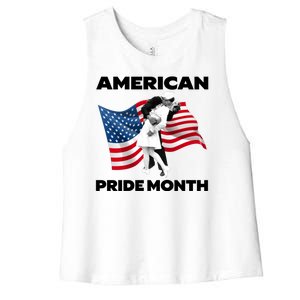 Patriotic American Pride Month Classic Wwii Soldier Kissing Nurse Women's Racerback Cropped Tank