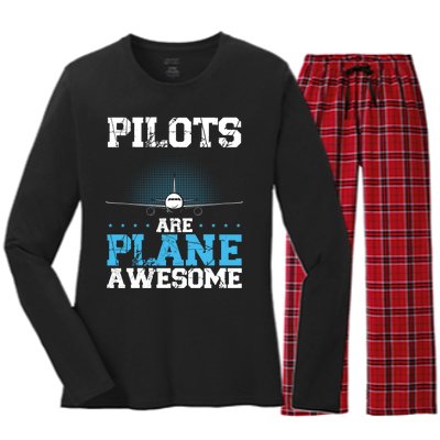 Pilots Are Plane Awesome Aviation Airline Pilot Long Sleeve Women's Long Sleeve Flannel Pajama Set 