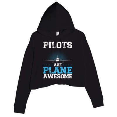 Pilots Are Plane Awesome Aviation Airline Pilot Long Sleeve Crop Fleece Hoodie