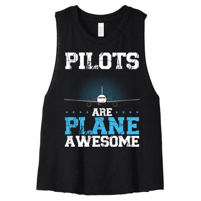 Pilots Are Plane Awesome Aviation Airline Pilot Long Sleeve Women's Racerback Cropped Tank