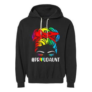 Proud Aunt Pride LGBT Flag Gay Lesbian Matching Family Garment-Dyed Fleece Hoodie