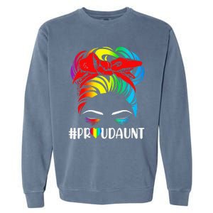 Proud Aunt Pride LGBT Flag Gay Lesbian Matching Family Garment-Dyed Sweatshirt