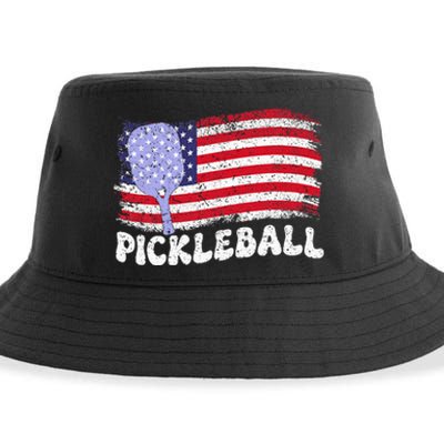 Patriotic American Pickleball Usa Flag Sustainable Bucket Hat