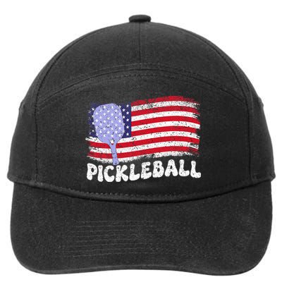 Patriotic American Pickleball Usa Flag 7-Panel Snapback Hat