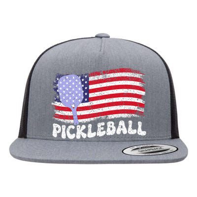 Patriotic American Pickleball Usa Flag Flat Bill Trucker Hat