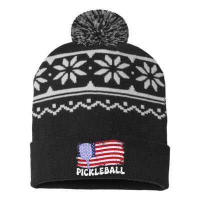 Patriotic American Pickleball Usa Flag USA-Made Snowflake Beanie