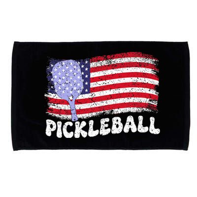 Patriotic American Pickleball Usa Flag Microfiber Hand Towel