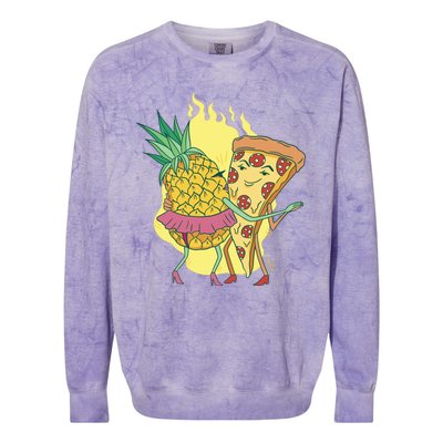 Pizza And Pineapple Dancing Colorblast Crewneck Sweatshirt