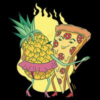 Pizza And Pineapple Dancing Flexfit Unipanel Trucker Cap