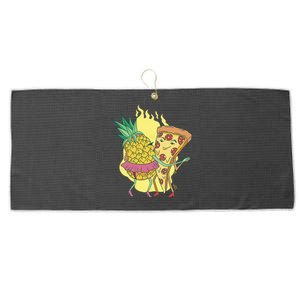 Pizza And Pineapple Dancing Large Microfiber Waffle Golf Towel