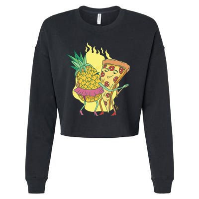 Pizza And Pineapple Dancing Cropped Pullover Crew