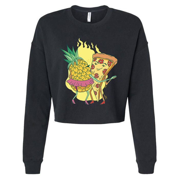 Pizza And Pineapple Dancing Cropped Pullover Crew