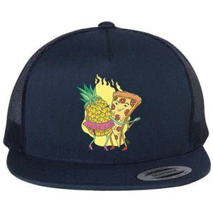 Pizza And Pineapple Dancing Flat Bill Trucker Hat