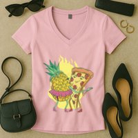 Pizza And Pineapple Dancing Women's V-Neck T-Shirt