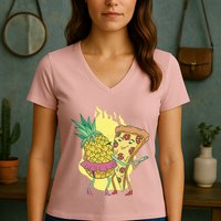Pizza And Pineapple Dancing Women's V-Neck T-Shirt