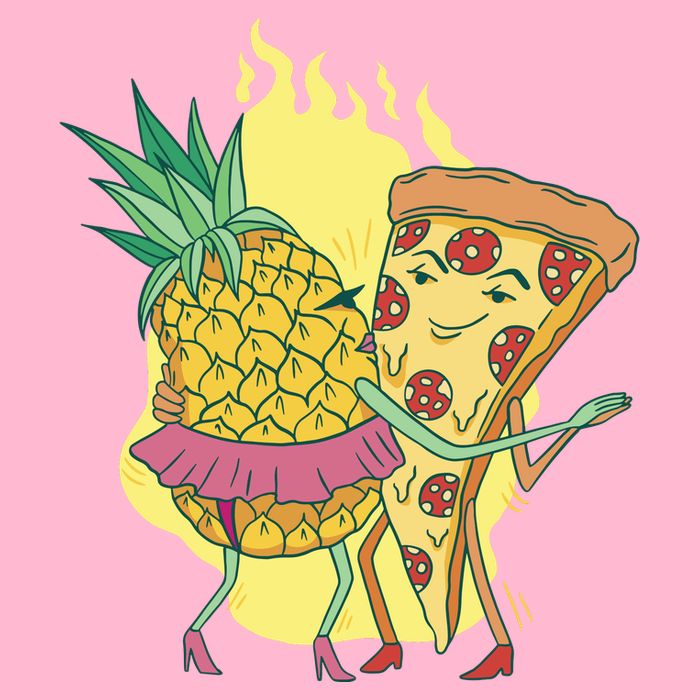 Pizza And Pineapple Dancing Women's V-Neck T-Shirt