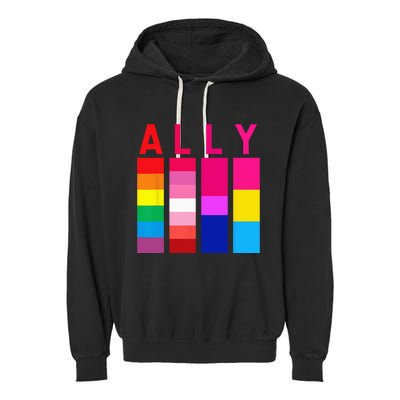 Proud Ally Pride Rainbow LGBT Ally Garment-Dyed Fleece Hoodie