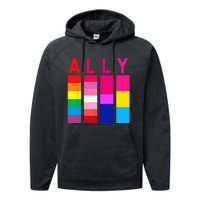 Proud Ally Pride Rainbow LGBT Ally Performance Fleece Hoodie