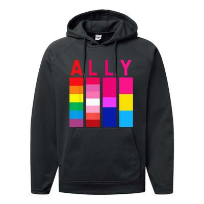 Proud Ally Pride Rainbow LGBT Ally Performance Fleece Hoodie