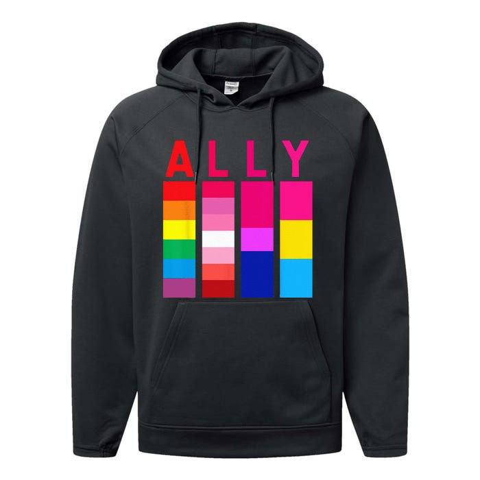 Proud Ally Pride Rainbow LGBT Ally Performance Fleece Hoodie