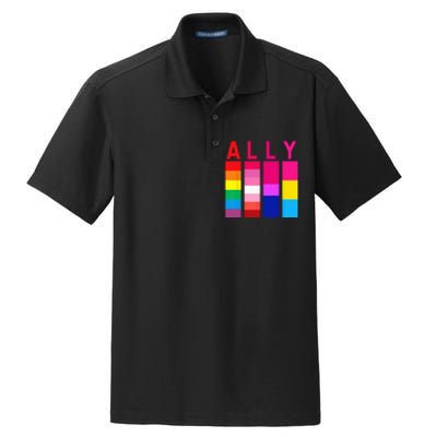 Proud Ally Pride Rainbow LGBT Ally Dry Zone Grid Polo