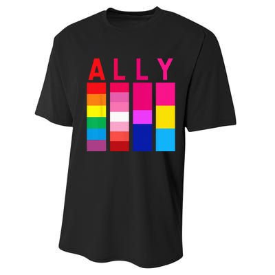 Proud Ally Pride Rainbow LGBT Ally Performance Sprint T-Shirt