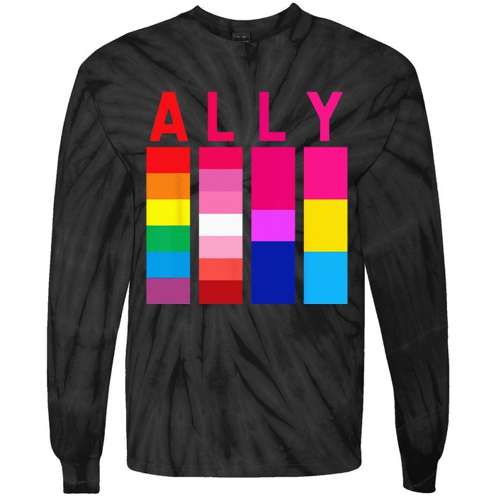 Proud Ally Pride Rainbow LGBT Ally Tie-Dye Long Sleeve Shirt