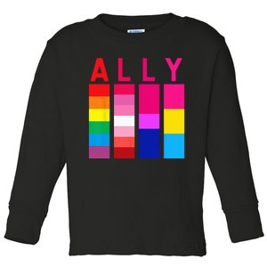 Proud Ally Pride Rainbow LGBT Ally Toddler Long Sleeve Shirt