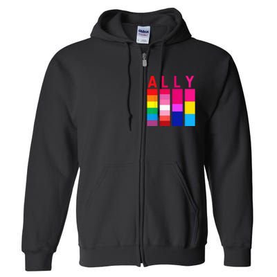 Proud Ally Pride Rainbow LGBT Ally Full Zip Hoodie