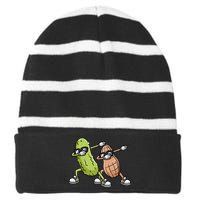 Peanut And Pickle Dabbing Peanut Butter Lover Striped Beanie with Solid Band