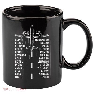 Phonetic Alphabet Pilot Airplane Aviation Vintage Gifts 11oz C Handle Ceramic Mug