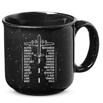 Phonetic Alphabet Pilot Airplane Aviation Vintage Gifts 15oz Campfire Ceramic Mug