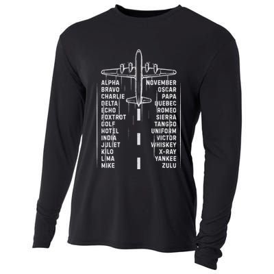 Phonetic Alphabet Pilot Airplane Aviation Vintage Gifts Cooling Performance Long Sleeve Crew