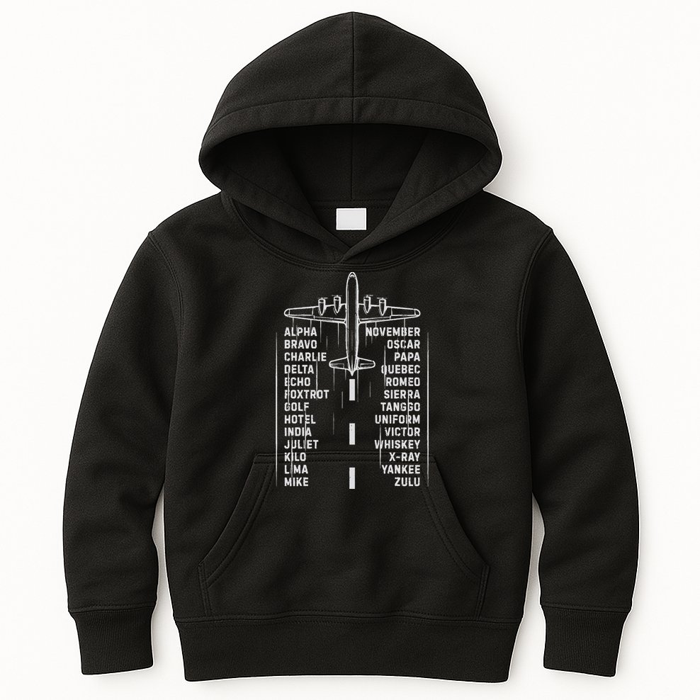 Phonetic Alphabet Pilot Airplane Aviation Vintage Gifts Kids Hoodie