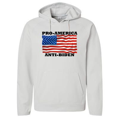 Pro America  Anti Biden , Pro America Anti Biden Performance Fleece Hoodie